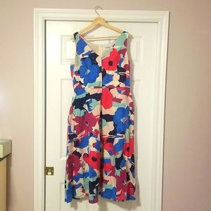 Abstract Floral Dress with hidden zip